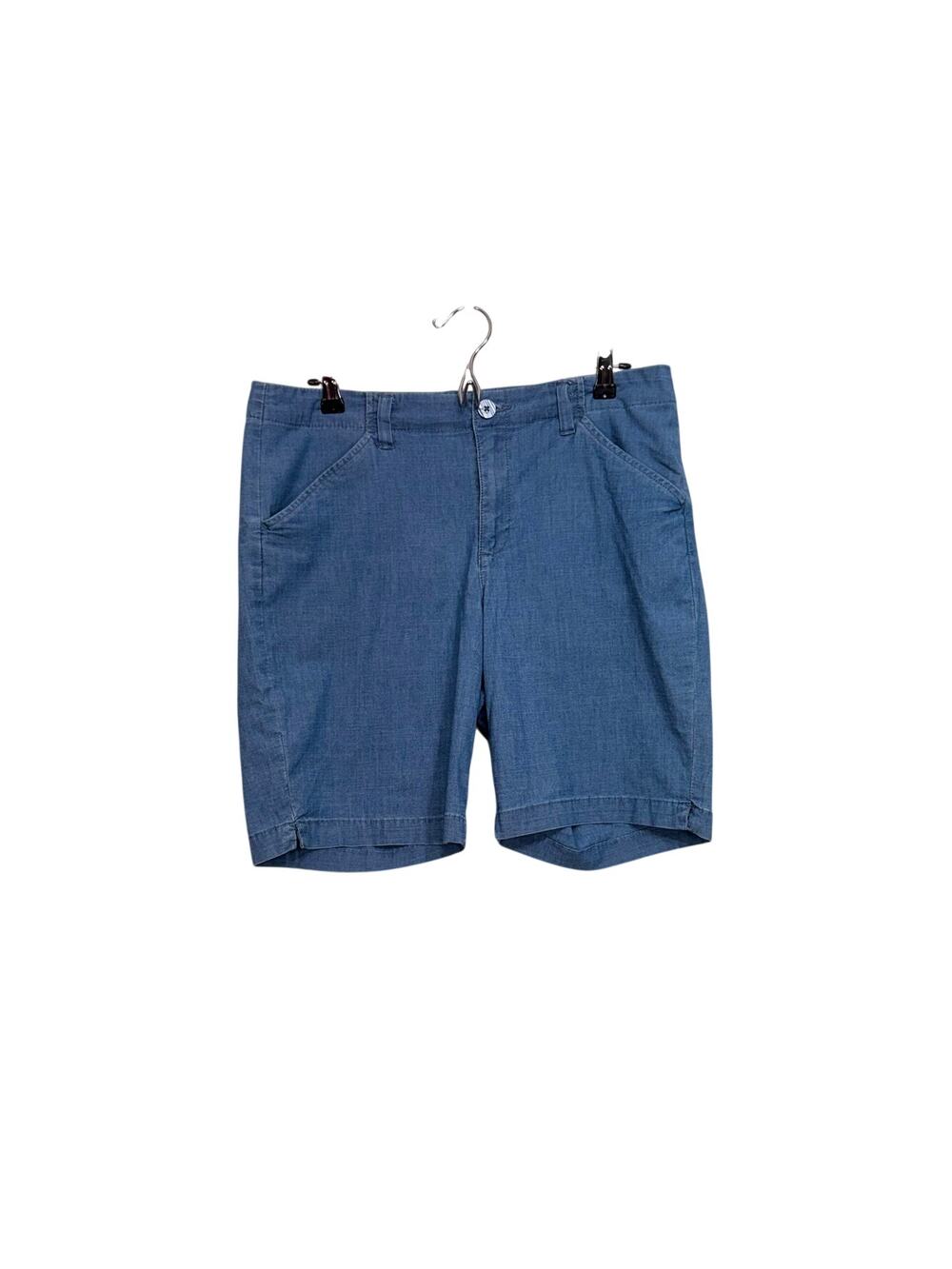 Lee blue chambray shorts mid rise stretch cotton pockets 9" inseam Sz 12